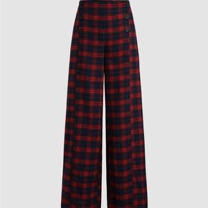 Cider Tartan Side Button Wide Leg Trousers